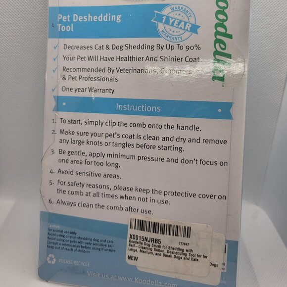 Pet Deshedding Tool / Brush - For Cats and Dogs - Blue -  New In Package (NIP) - Picture 2 of 2